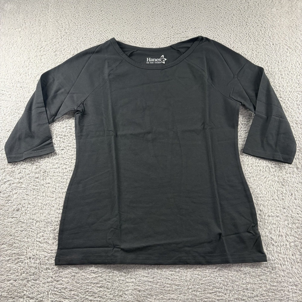 Hanes Raglan Sleeve T-Shirt #O9343 Bundle Large Black Quarter Sleeve Lot of 6